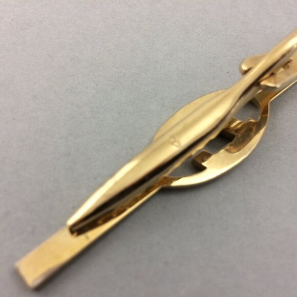 Vintage Tie Bar Clip Initial Letter E Signed Swank Gold Tone Long - Picture 10 of 15